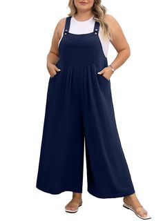 PRICES MAY VARY. FABRIC COMPOSITION: Plus size overalls for women made of 100% polyester, lightweight, soft, drapey, breathable and durable ADJUSTABLE STRAPS: (Inseam- 22.64 inches) Wide legs, four pockets, three coconut buttons to adjust the length of the jumpsuit. ROOMY PLUS SIZE JUMPSUIT: ample waist and leg space, hiding your tummy ,flattering your plump figure PLUS SIZE JUMPSUIT FOR CURVY WOMEN: It looks cute with a graphic tee, plain white tee, tank top, or even a light cardigan sweater in Plus Size Overalls, Casual Summer Rompers, Wide Leg Overalls, Summer Jumpsuits, Outfit Disney, Summer Rompers, Overalls Casual, Rompers Womens Jumpsuit, Light Cardigan