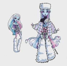 an image of two cartoon characters dressed in clothes and hair, one with long white hair