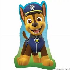 an image of a dog that is in the shape of a paper cutout with a police officer on it