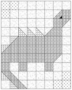 a quilt pattern that has been made with squares and dots on the side, as well as