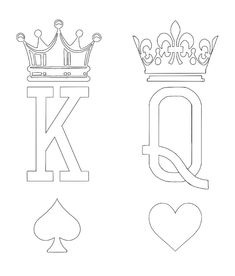 the letter k is for king and queen with crowns on top of each letter coloring page