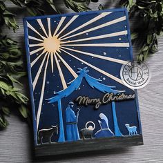 a christmas card with the nativity scene on it