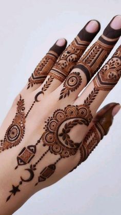 the hand is decorated with henna designs