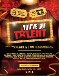 an event poster with the words you've got talent on it