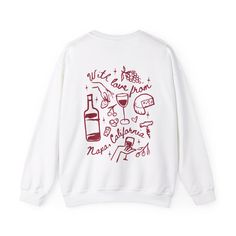 Matching wine theme bachelorette sweatshirts for any location - perfect for a wine country bachelorette or for a bride who loves wine! Check the listing photos for sweatshirt and ink colors available. Front icon can be switched to anything seen on the back design. To order 👉🏼 Add your sizes separately to cart, and then click on your cart to adjust quantities if needed. Let us know your personalizations and we will take it from there! You'll receive a mock-up of your design to approve prior to Wine Bachelorette Party Theme, Bachelorette Winery Outfit, Cloud Wine Bachelorette, Wine Country Bachelorette, Wine Theme Bachelorette, Napa Bachelorette Party, Napa Bachelorette, Wedding Merch, Bachelorette Sweatshirts