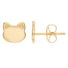 Add a touch of feline fun to your look with these 14k gold cat stud earrings. Add a touch of feline fun to your look with these 14k gold cat stud earrings. EARRING DETAILS Length: 7.5 mm Backings: post Metal: 14k gold Packaging: boxed Size: One Size. Color: Yellow. Gender: female. Age Group: adult. Cat Stud Earrings, Gold Packaging, Cat Earrings Studs, Post Metal, Mini Earrings, Gold Models, Animal Earrings, Cat Jewelry, Cat Earrings