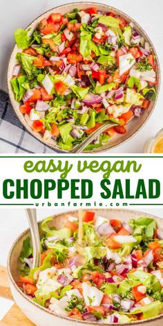 This vegan chopped salad is your perfect go-to weekday lunch. It's a quick and easy, packed with fresh vegetables, vegan and gluten-free! Vegan Chopped Salad, Chopped Veggie Salad, Memorial Day Dinner, Salad Gluten Free, Champagne Vinaigrette, Italian Chopped Salad, Vegetarian Salad Recipes, Vegetarian Sides, Vegetarian Side Dishes