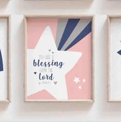 three framed pictures with the words, you are a blessing from the lord