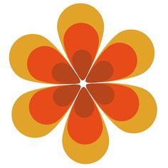 an orange and yellow flower is shown on a white background in this graphic art work