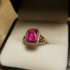 Beautiful Gold 14k Size 6.5 Approx Vintage Cut Glass Stone Pink Tourmaline Color. Pink Rings With Intricate Design For Anniversary, Victorian Rose Gold Ruby Ring, Pink Hallmarked Victorian Ruby Ring, Pink Ruby Ring With Accent Stones For Formal Occasions, Pink Victorian Hallmarked Ruby Ring, Pink Ruby Ring Jewelry, Victorian Pink Hallmarked Ruby Ring, Pink Formal Rings With Rose Cut Diamonds, Formal Pink Ruby Ring With Accent Stones