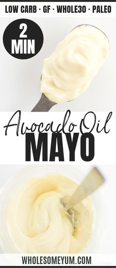 a spoon full of mayo with the words low carb gf whole paleo