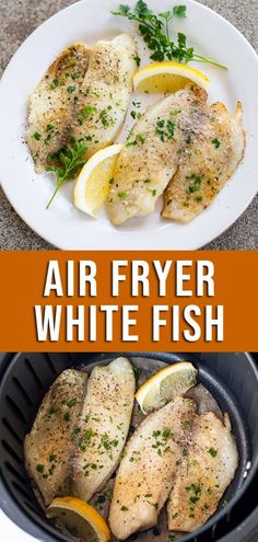 air fryer white fish with lemons and parsley