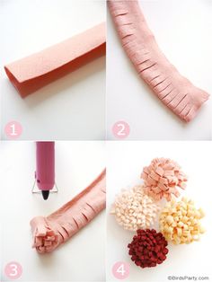 the instructions for how to make an easy diy hair roller with yarn and pom - poms