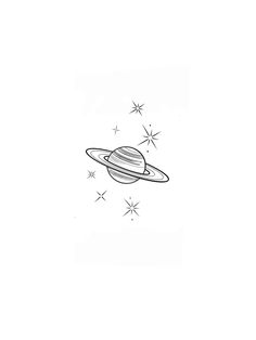 a drawing of saturn with stars in the background