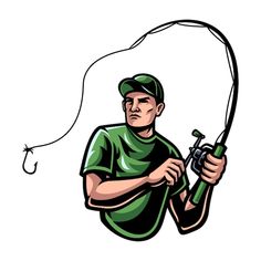 a man holding a fishing rod and spinning it