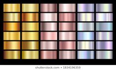 a set of shiny metallic textures in different colors