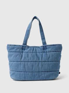 Denim Puffer Tote Puffy Tote Bags, Puffer Tote Bag, Gap Bag, Aesthetic Bags, Denim Purse, Support People, Gender Equality, Wallet Pouch, Gap Denim