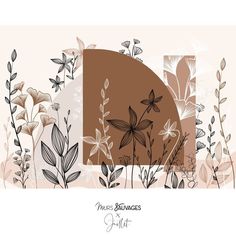 an abstract floral background with brown and white flowers on the left side of the image