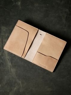 Bas and Lokes Leather Goods - "Magellan" Natural Veg Tan Leather Double Passport Wallet, $130.00 (http://www.basandlokes.com/magellan-natural-veg-tan-leather-double-passport-wallet/) Diy Leather Projects, Leather Passport Cover, Sewing Leather, Veg Tan Leather, Leather Watch Strap