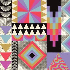 an abstract pattern with different colors and shapes