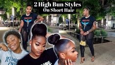 Easy High Bun Hairstyles, Laurasia Andrea, Easy High Bun, Hairstyles On Short Hair, High Bun Hair, High Bun Hairstyles, Top Knot Bun, Sleek Ponytail Hairstyles, Knot Bun