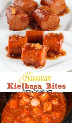 hawaiian kielbasa bites in a slow cooker