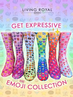 What's your favorite emoji? Start expressing yourself with Living Royal. Use 'GET10OFF' for 10% off all orders plus $3 flat-rate shipping on all US orders! Nursing Accessories, Emoji Birthday, Special Girl, Fabric Bags, Cool Socks