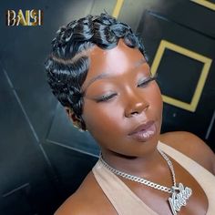 BAISI HAIR Pixie Cut Wig BAISI Sexy Quick Wave Lace Short Wig Pixie Quick Weave, Quick Wave, Curled Pixie Cut, Finger Waves Short Hair, Short Weave Hairstyles, Finger Wave Hair, Black Hair Short Cuts, Short Hair Images, Short Hair Pixie Cuts