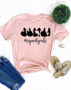 Squad Goals Shirt, Princess Squad, Disney Girls Trip, Disney Princess Shirt, Girls Disney Shirts, Disney Trip Ideas, Disneyland Shirt, Disney Princess Shirts, Disney Shirt Ideas