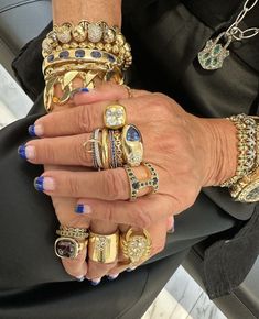 Lori Hirshleifer, Hands With Rings, Gold Bracelets Stacked