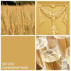 the collage shows different types of wine glasses in front of an image of wheat