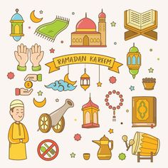 Ramadan Activities, Ramadan Greetings, Ramadan Crafts, Hand Drawn Vector Illustrations, Greeting Card Template, Idul Fitri