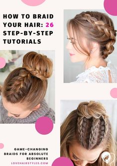 Hair Tutorials // Simple hair braid tutorial. Braided Hairstyles For Thick Hair Medium, Hairstyles For Medium Length Hair Braided Tutorials, Cute French Braids For Medium Hair, Braided Hairstyles With Own Hair, Braiding Medium Length Hair, Easy Braids For Natural Hair, Different Hair Braids Ideas, Braided Hair Medium Length, Easy Long Braided Hairstyles