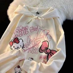 Hello Kitty Hoodie Y2k, Cute Hello Kitty Outfits, Hello Kitty Clothes Aesthetic, Hello Kitty Grunge, Hello Kitty Merch, Hood Anime, Hello Kitty Jacket, Hello Kitty Sweater, Hello Kitty Outfit