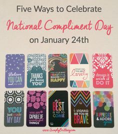 an advertisement for the national compliment day on january 24th, with images of different greeting cards