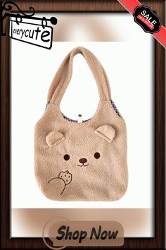 Eating Cookies Bear Embroidery Plush Tote Bag Brown Bear Design Bags For Everyday Use, Cute Animal Design Tote Shoulder Bag, Brown Bags With Bear Design For Everyday Use, Daily Use Animal Design Pouch Shoulder Bag, Cute Embroidered Rectangular Shoulder Bag, Cute Rectangular Shoulder Bag With Animal Design, Cute Brown Tote Bag, Cute Embroidered Rectangular Bags, Cute Bear Design Bags As Gifts