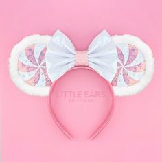 Christmas Mickey Ears, Diy Mickey Mouse Ears, Pink Peppermint, Disneyland Ears, Diy Mickey Ears, Christmas Peppermint, Minnie Mouse Headband, Disney Minnie Mouse Ears