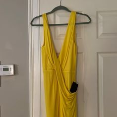 Never Worn. Tag Included. Buttercups Dress, Black Sequin Gown, Red Spaghetti, Black Evening Gown, Asymmetrical Midi Dress, Lace Strapless, Lace Blue Dress, Sequin Gown, Canary Yellow