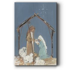 a nativity scene with the birth of jesus