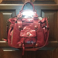 Nwt. Never Used. Comes With Cross Body Strap. Burgundy Crossbody Bag With Chain Strap, Red Crossbody Bag With Chain Strap, Red Rectangular Bag With Chain Strap, Red Leather-lined Crossbody Bag, Red Crossbody Bag With Gold-tone Hardware, Overnight Bags, Navy Fashion, Makeup Bags, Balenciaga City Bag