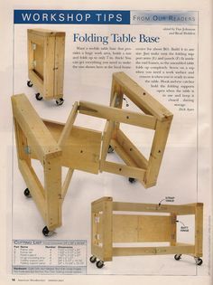 an article in a magazine about folding table base