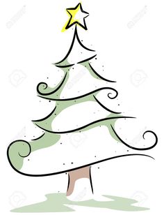 a christmas tree with a star on top and swirls around the base stock photo