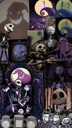 a collage of halloween images with skeletons and pumpkins