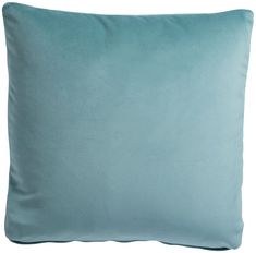 a light blue pillow on a white background