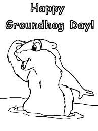 groundhog day coloring page with the words happy groundhog day in black and white