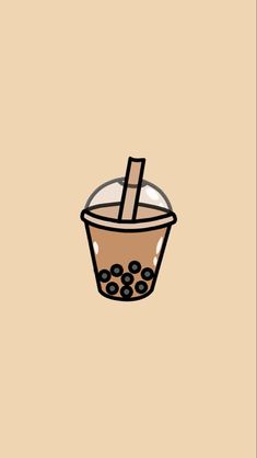 an illustration of a drink in a cup with a straw sticking out of the top