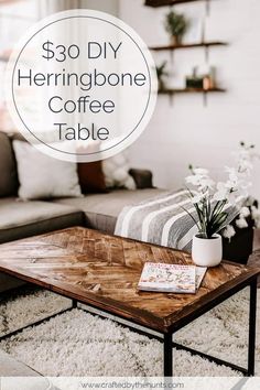 a coffee table sitting on top of a rug in front of a couch and window