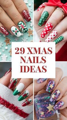 Nails For December, Gel Almond Nails, Simple Christmas Nail Designs, Whimsy Christmas, Long Acrylic Nail Designs, Art 2024, Christmas Nails Easy, Short Almond, Snowflake Nails