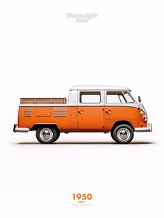 an orange and white vw bus is shown in this advertisement for volkswagen's new commercial vehicle