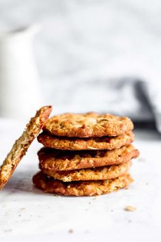 a stack of cookies sitting on top of a table